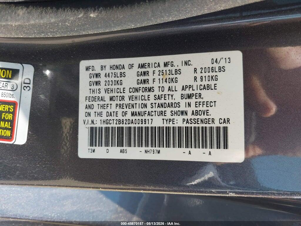 1HGCT2B82DA009917 2013 HONDA ACCORD photo no. 9