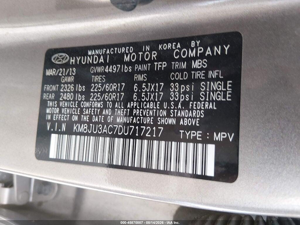 KM8JU3AC7DU717217 2013 HYUNDAI TUCSON photo no. 9