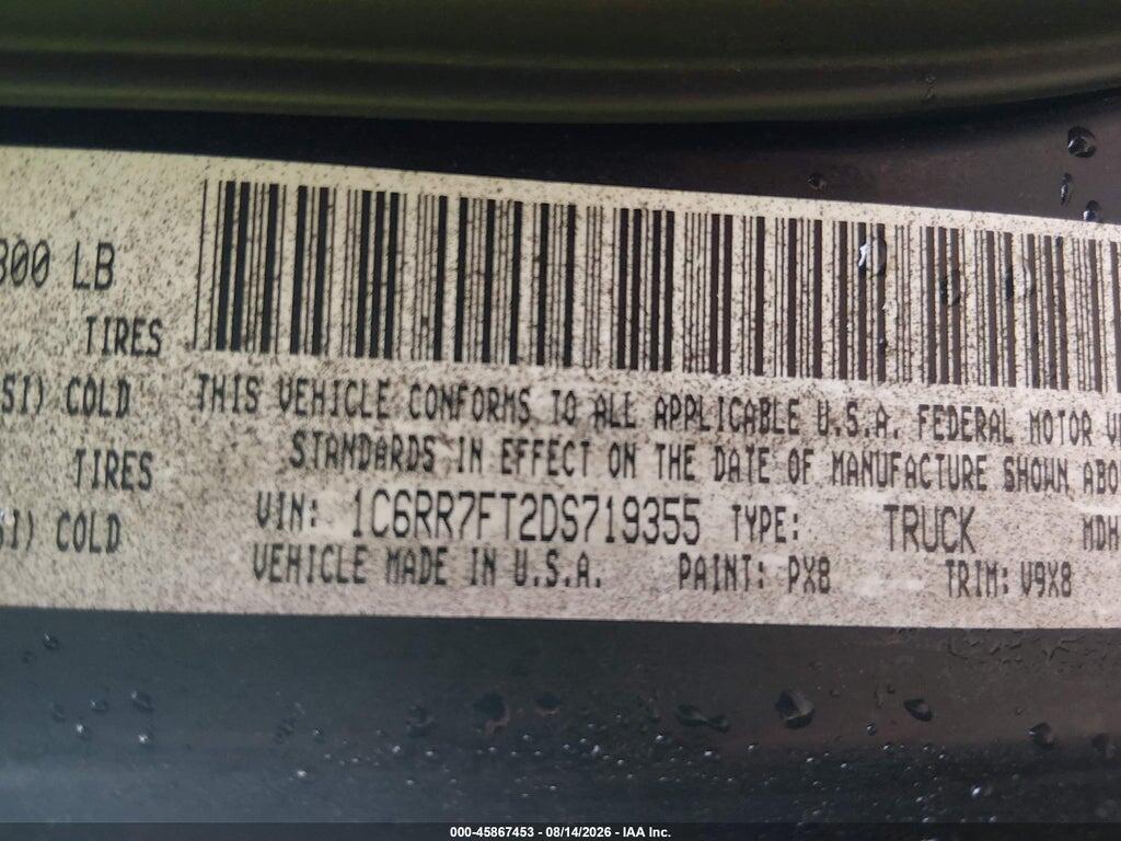 1C6RR7FT2DS719355 2013 RAM 1500 photo no. 9