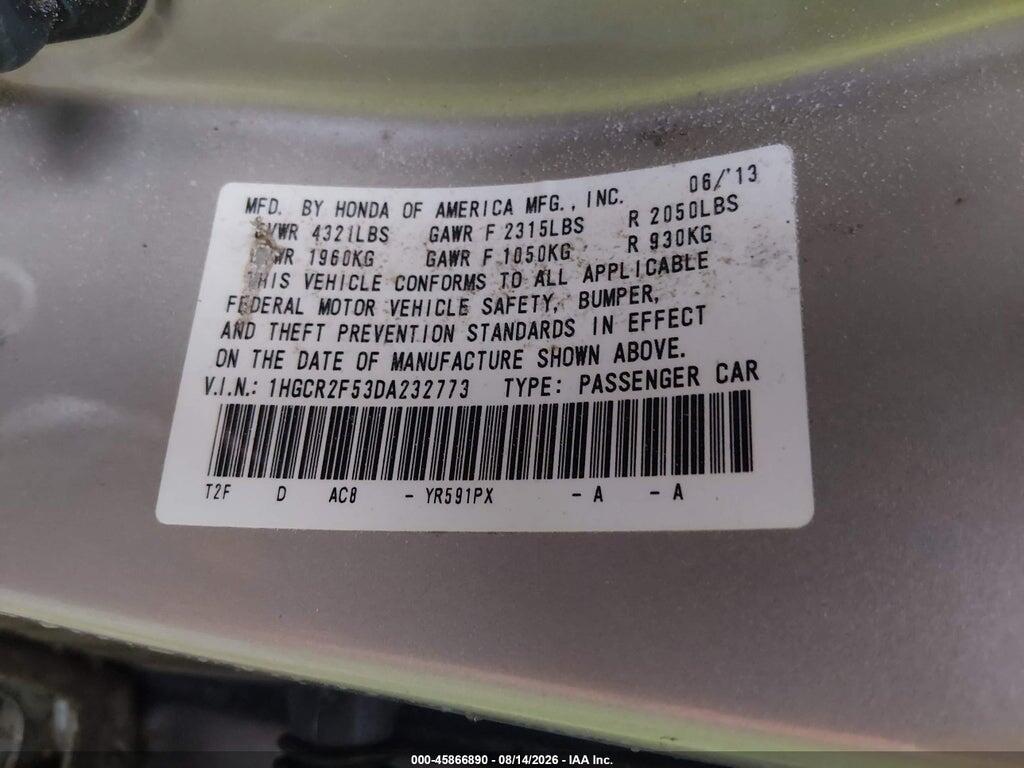 1HGCR2F53DA232773 2013 HONDA ACCORD photo no. 9
