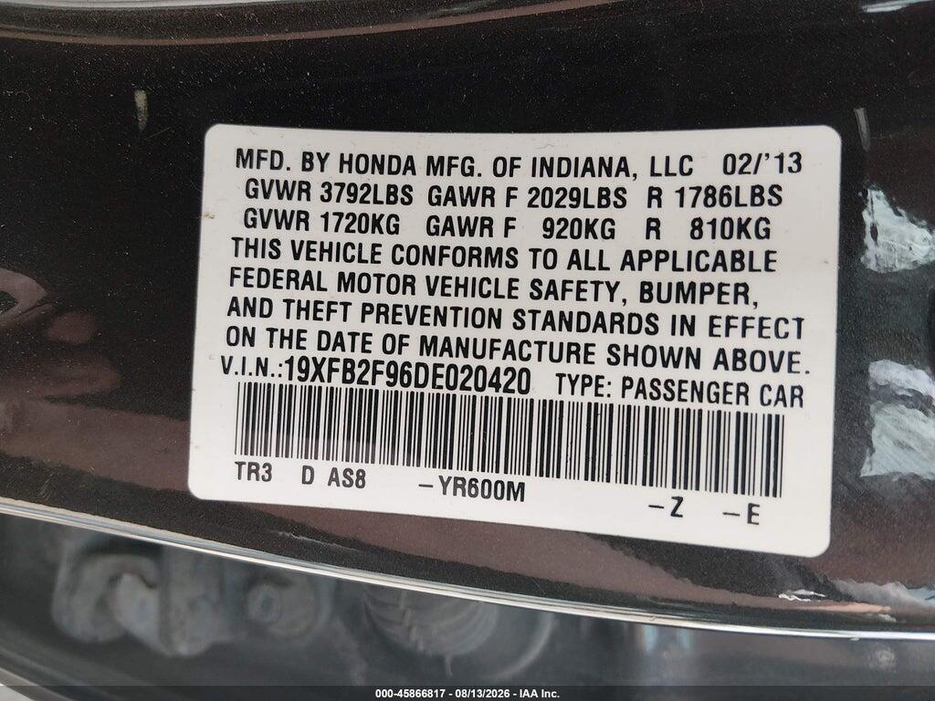 19XFB2F96DE020420 2013 HONDA CIVIC photo no. 9