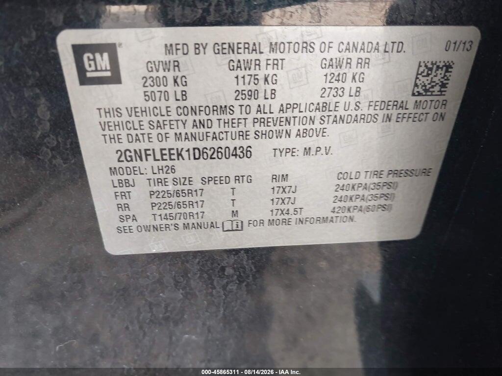 2GNFLEEK1D6260436 2013 CHEVROLET EQUINOX photo no. 9