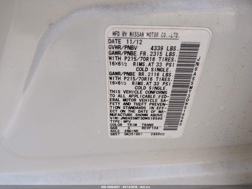 JN8AS5MT3DW516568 2013 NISSAN ROGUE photo no. 9