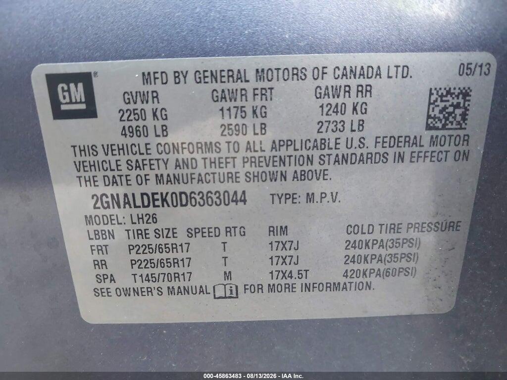 2GNALDEK0D6363044 2013 CHEVROLET EQUINOX photo no. 9