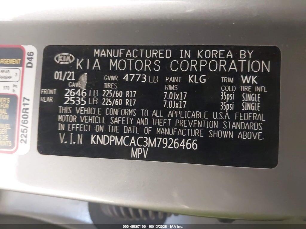 KNDPMCAC3M7926466 2021 KIA SPORTAGE photo no. 9