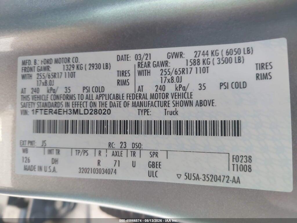 1FTER4EH3MLD28020 2021 FORD RANGER photo no. 9