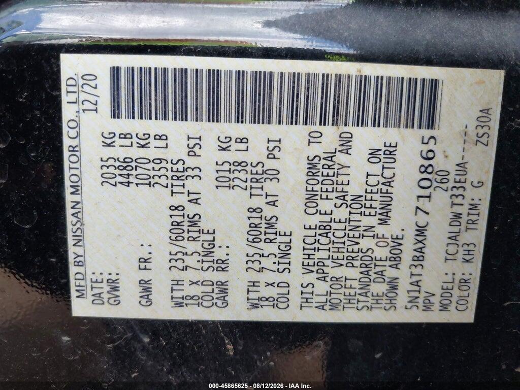 5N1AT3BAXMC710865 2021 NISSAN ROGUE photo no. 9