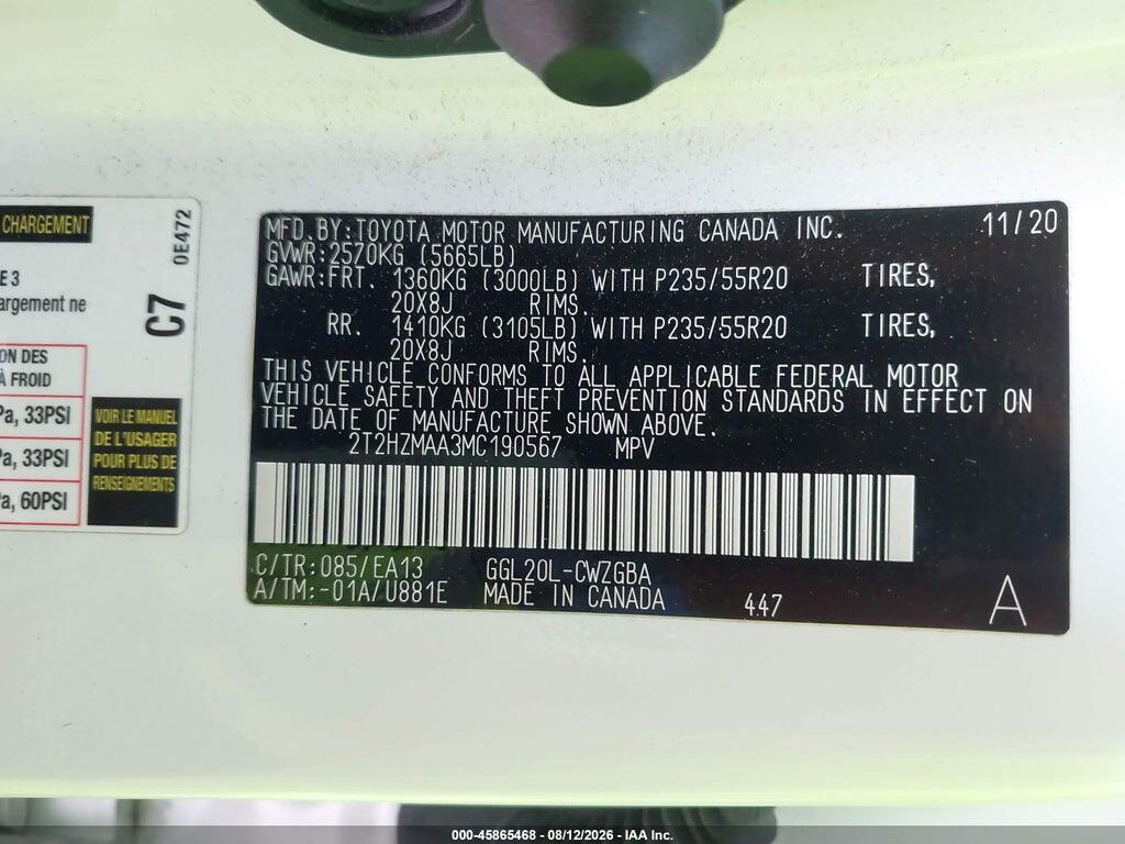 2T2HZMAA3MC190567 2021 LEXUS RX 350 photo no. 9