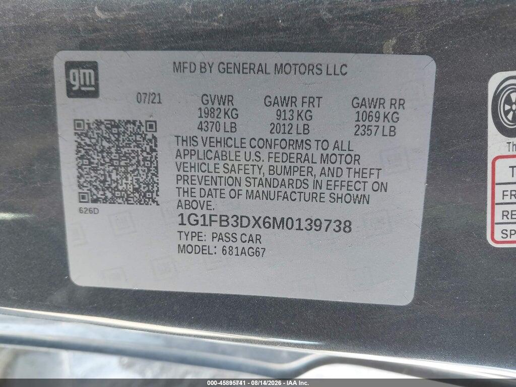 1G1FB3DX6M0139738 2021 CHEVROLET CAMARO photo no. 9