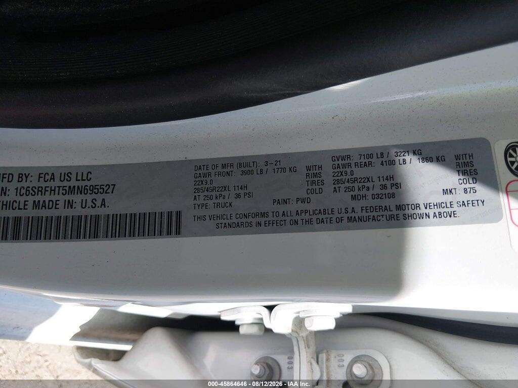 1C6SRFHT5MN695527 2021 RAM 1500 photo no. 9