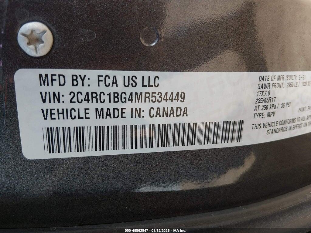 2C4RC1BG4MR534449 2021 CHRYSLER PACIFICA photo no. 9