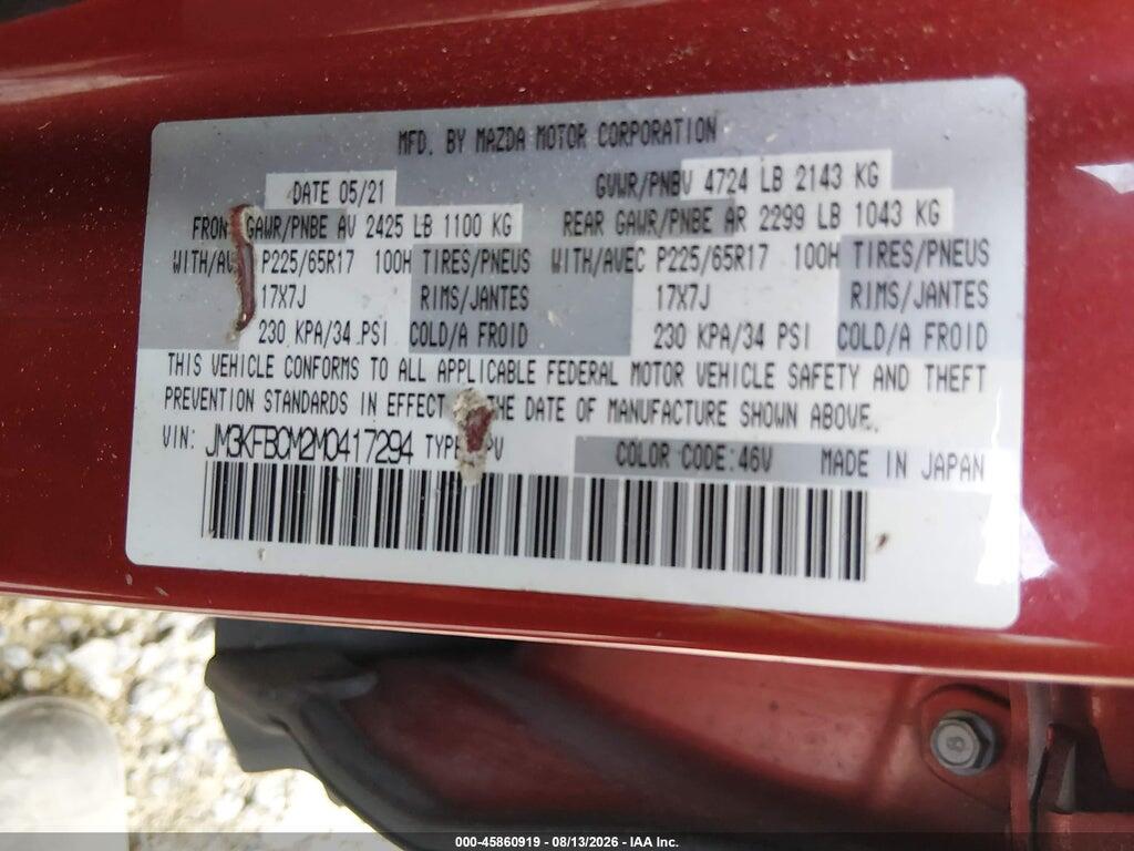 JM3KFBCM2M0417294 2021 MAZDA CX-5 photo no. 9