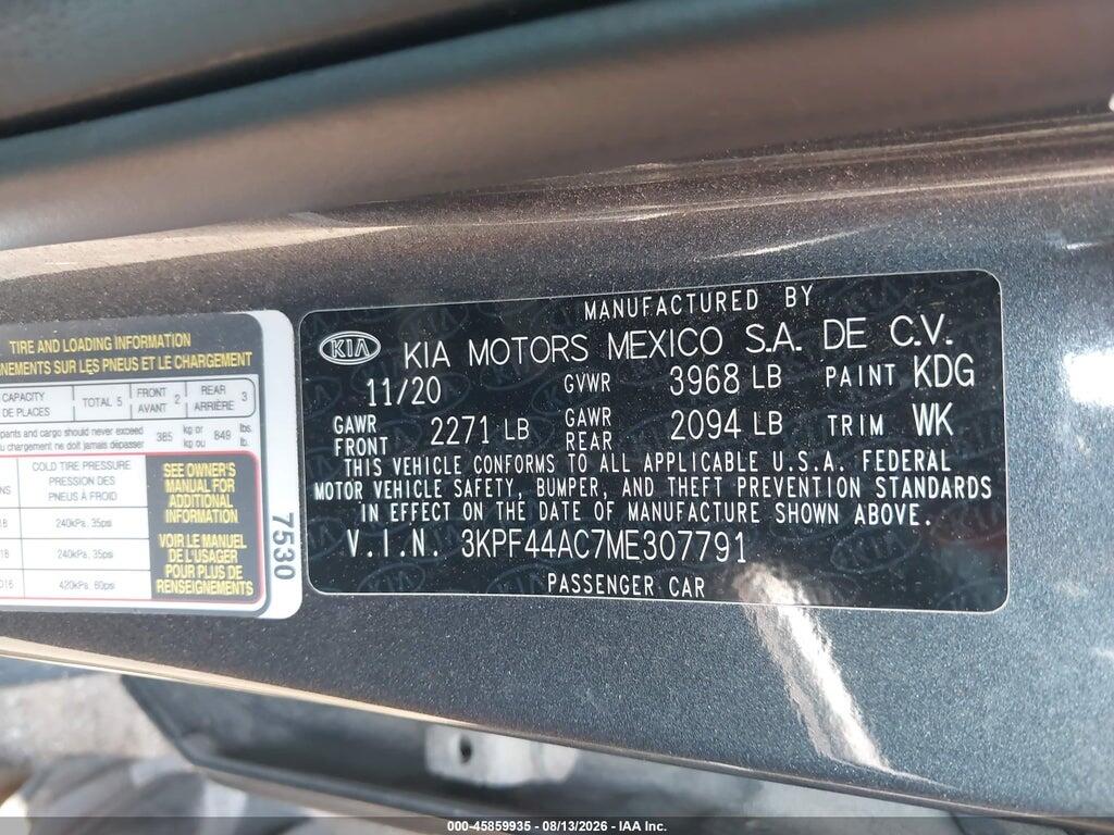3KPF44AC7ME307791 2021 KIA FORTE photo no. 9
