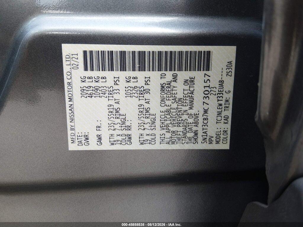 5N1AT3CB7MC730157 2021 NISSAN ROGUE photo no. 9
