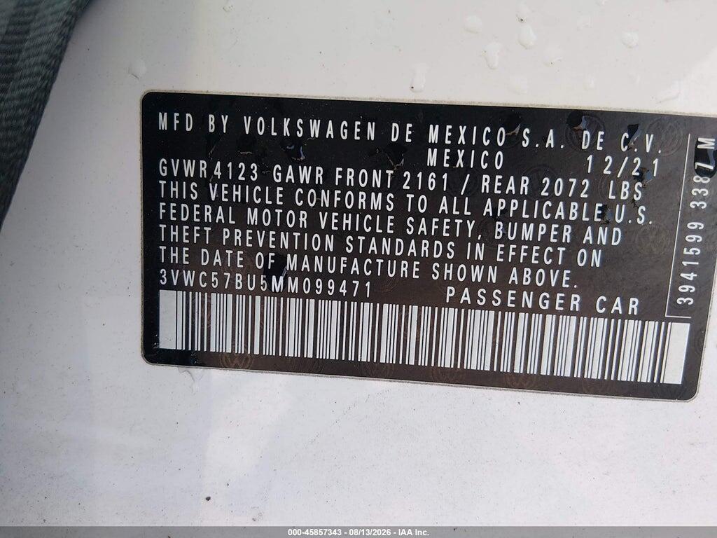 3VWC57BU5MM099471 2021 VOLKSWAGEN JETTA photo no. 9