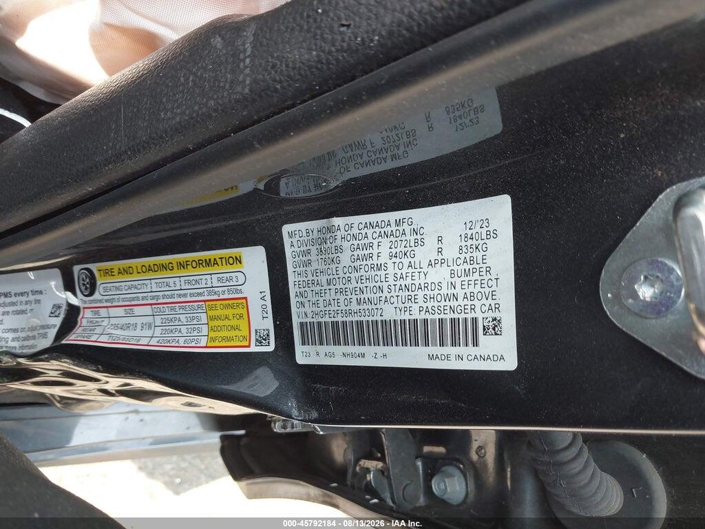 2HGFE2F58RH533072 2024 HONDA CIVIC photo no. 9