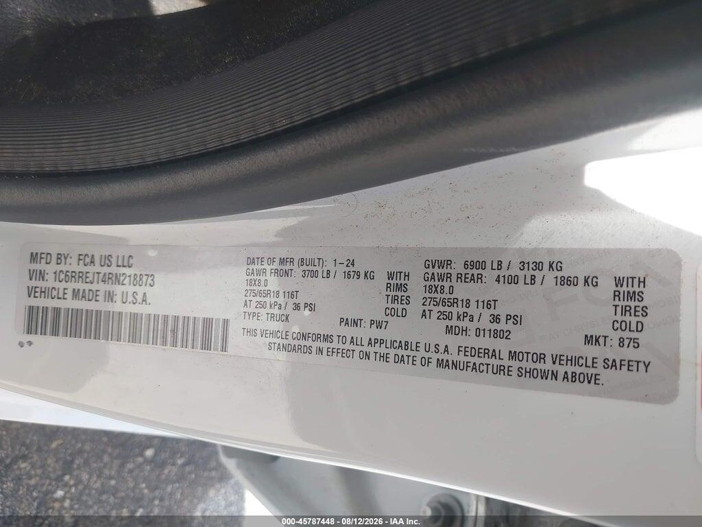 1C6RREJT4RN218873 2024 RAM 1500 photo no. 9