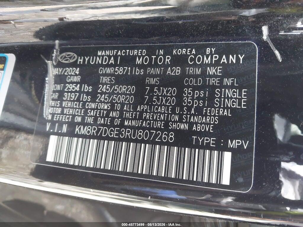 KM8R7DGE3RU807268 2024 HYUNDAI PALISADE photo no. 9