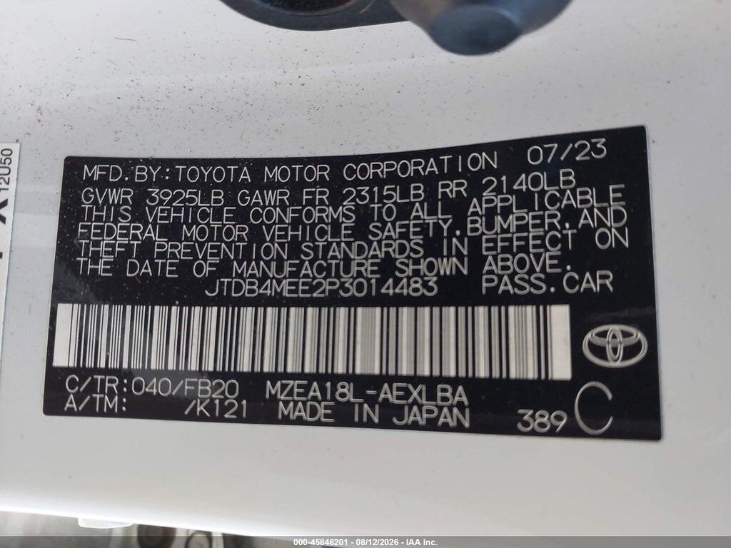 JTDB4MEE2P3014483 2023 TOYOTA COROLLA photo no. 9