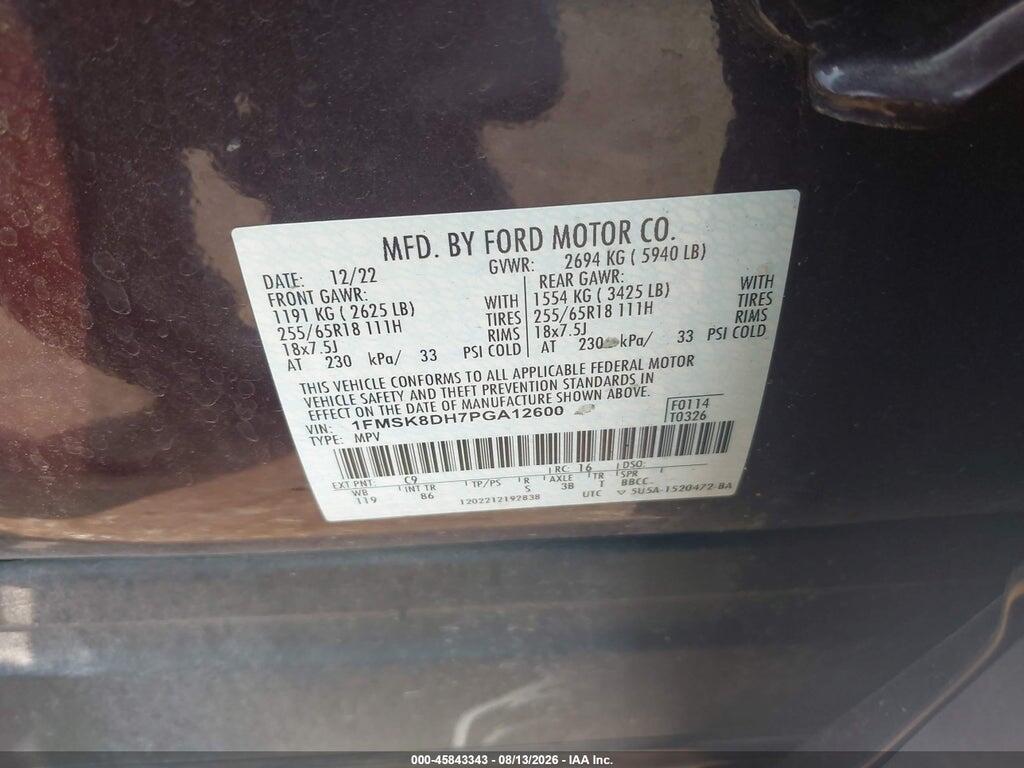 1FMSK8DH7PGA12600 2023 FORD EXPLORER photo no. 9
