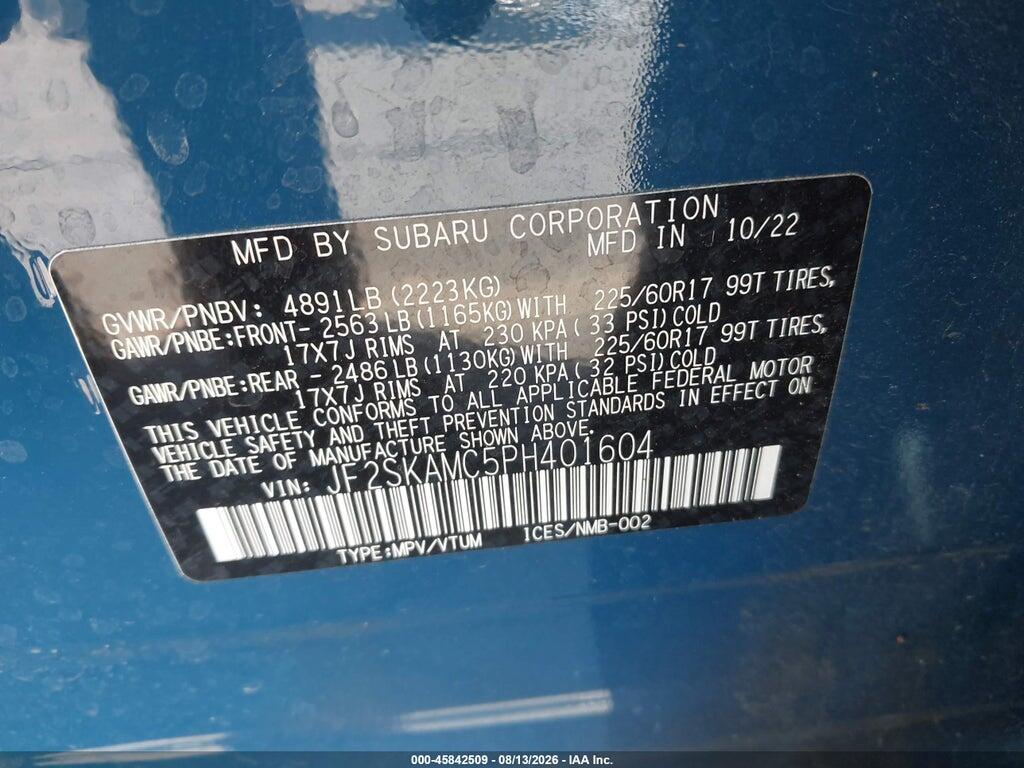 JF2SKAMC5PH401604 2023 SUBARU FORESTER photo no. 9