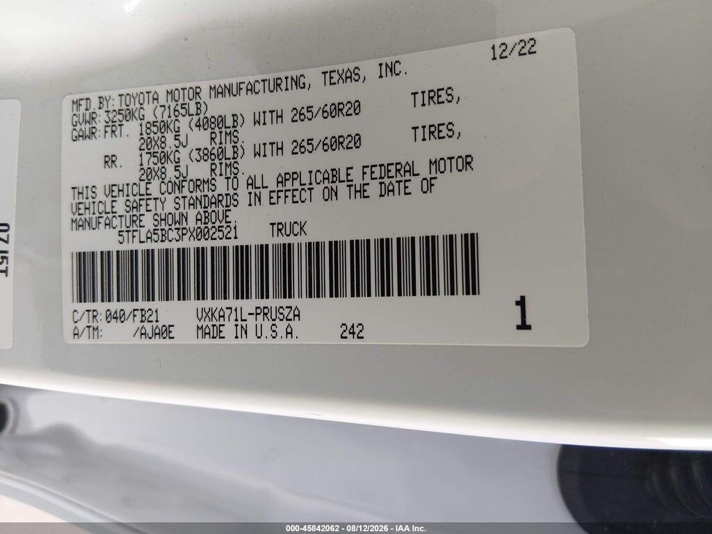 5TFLA5BC3PX002521 2023 TOYOTA TUNDRA photo no. 9