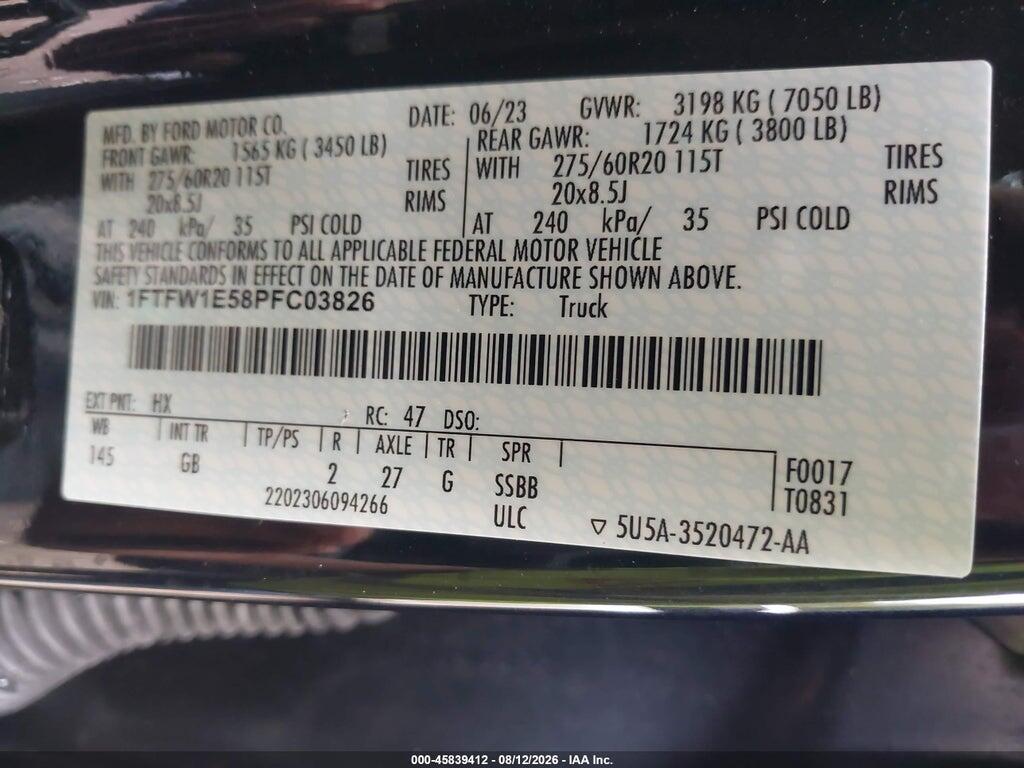 1FTFW1E58PFC03826 2023 FORD F-150 photo no. 9