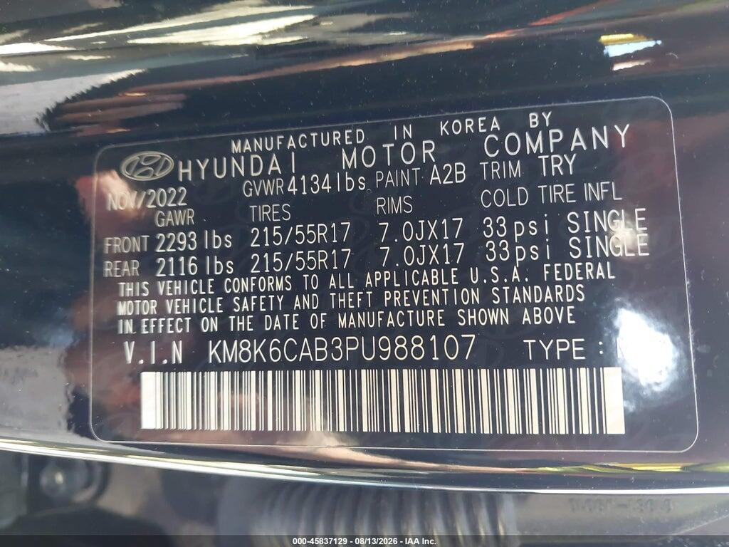 KM8K6CAB3PU988107 2023 HYUNDAI KONA photo no. 9