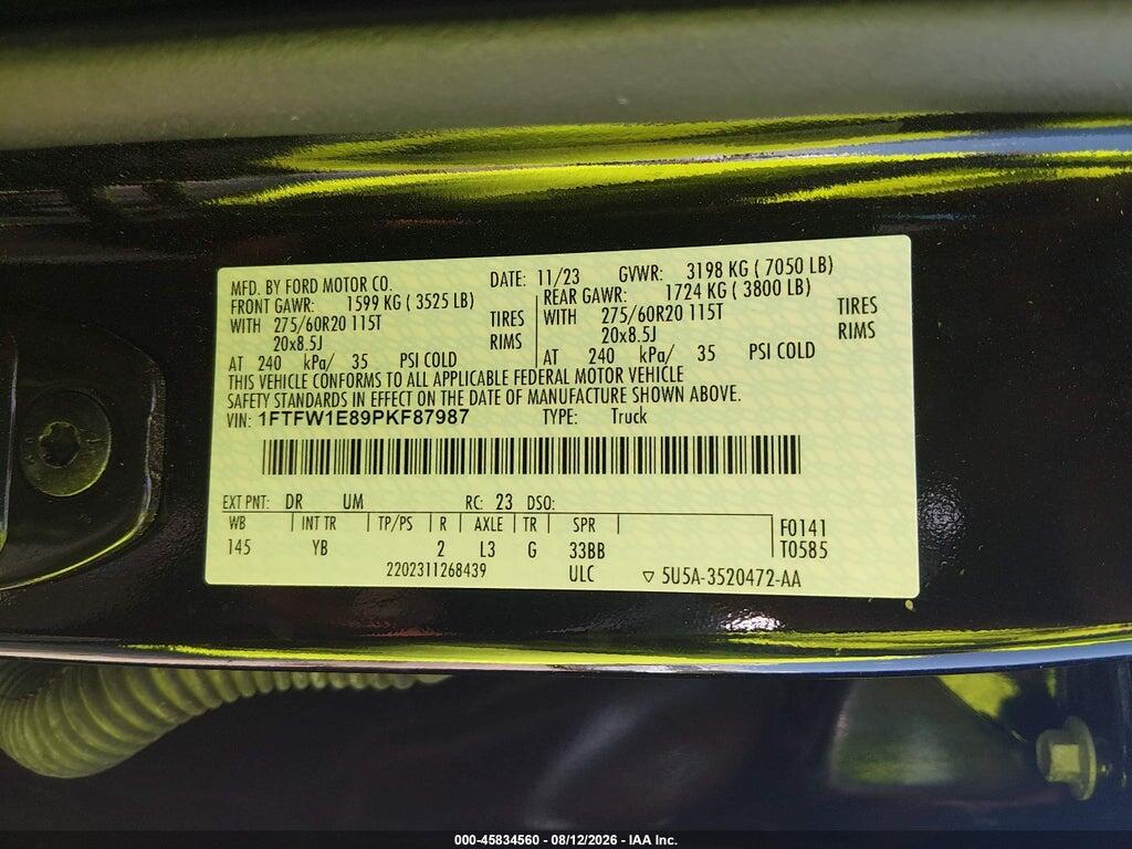 1FTFW1E89PKF87987 2023 FORD F-150 photo no. 9