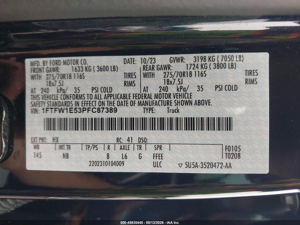 1FTFW1E53PFC87389 2023 FORD F-150 photo no. 9