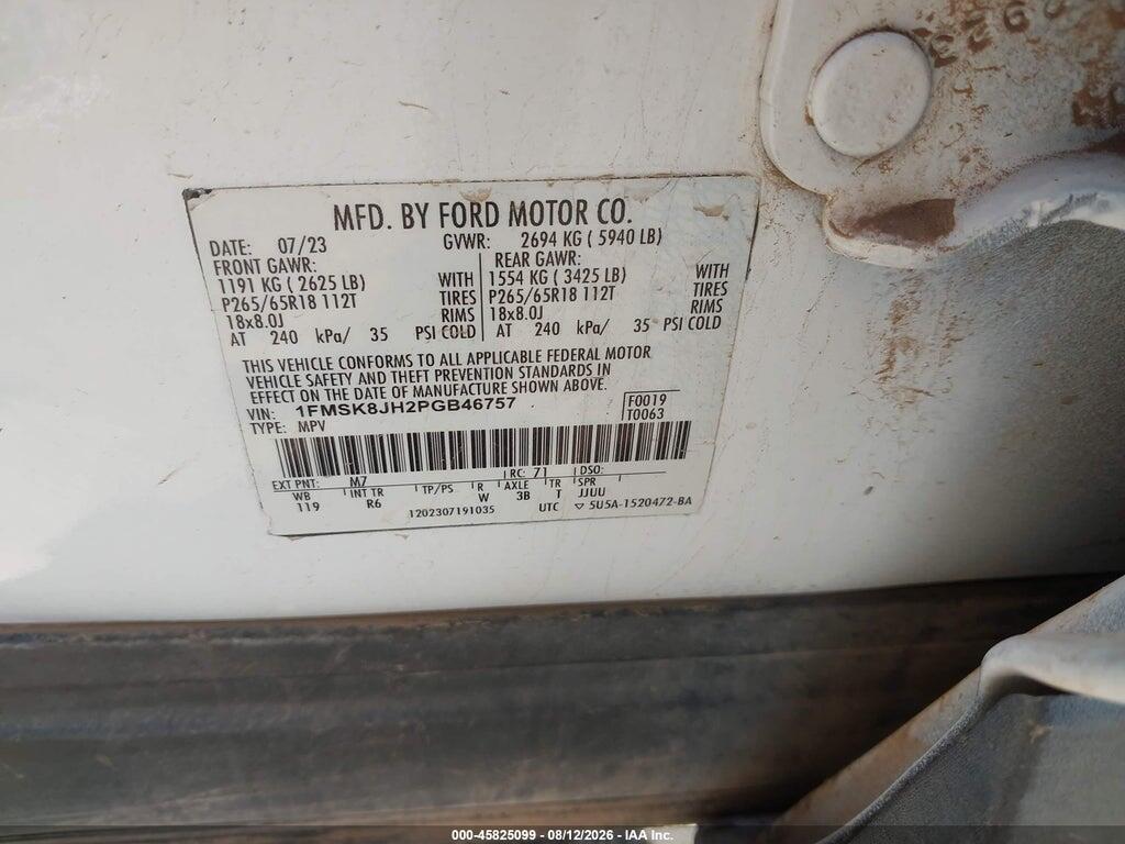 1FMSK8JH2PGB46757 2023 FORD EXPLORER photo no. 9