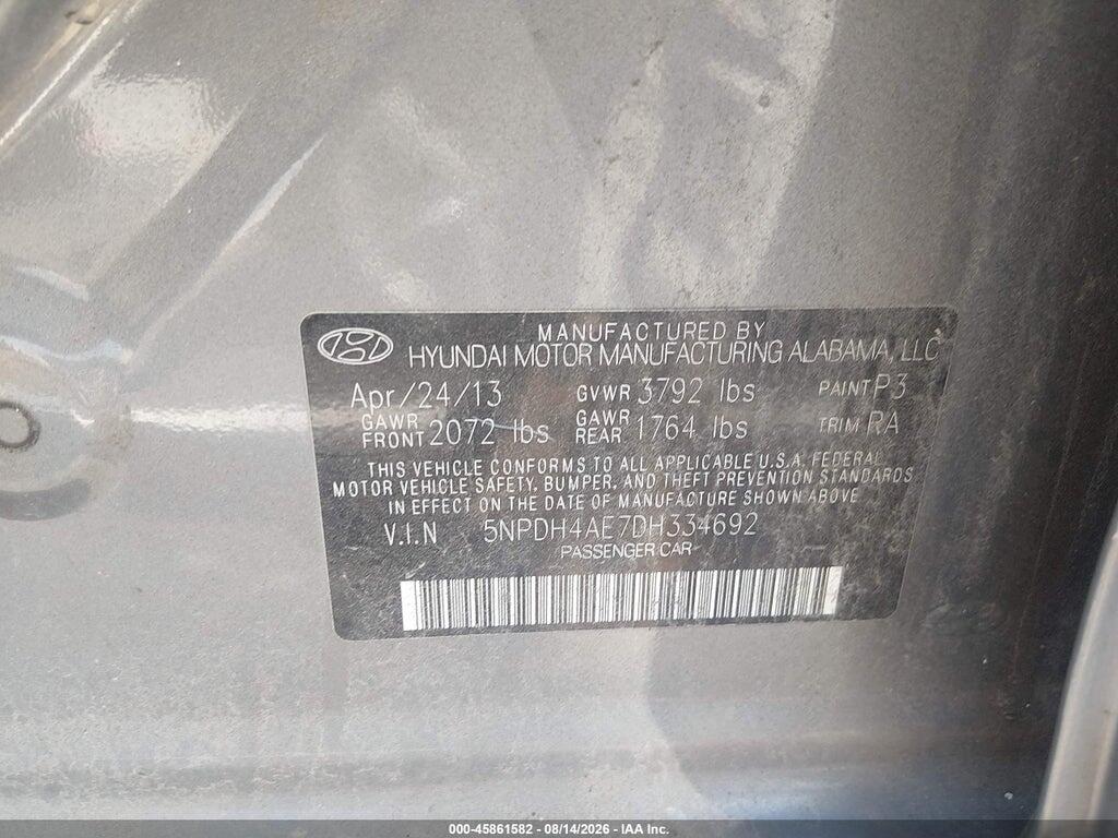 5NPDH4AE7DH334692 2013 HYUNDAI ELANTRA photo no. 9