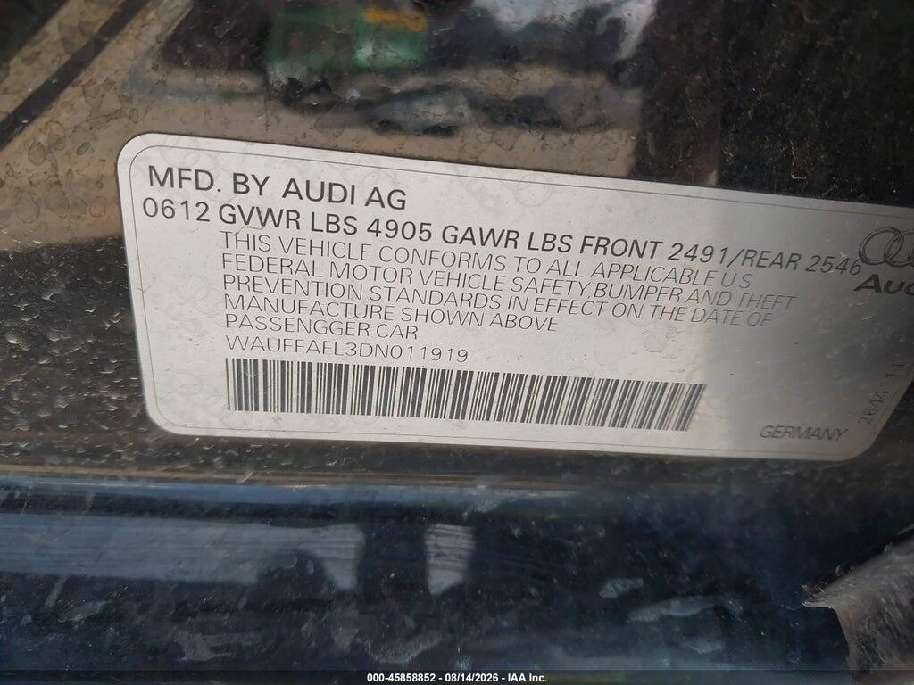 WAUFFAFL3DN011919 2013 AUDI A4 photo no. 9