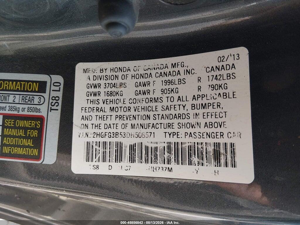 2HGFG3B53DH506571 2013 HONDA CIVIC photo no. 9