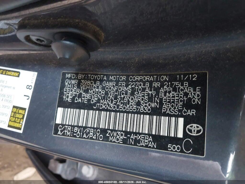 JTDKN3DU5D5557830 2013 TOYOTA PRIUS photo no. 8