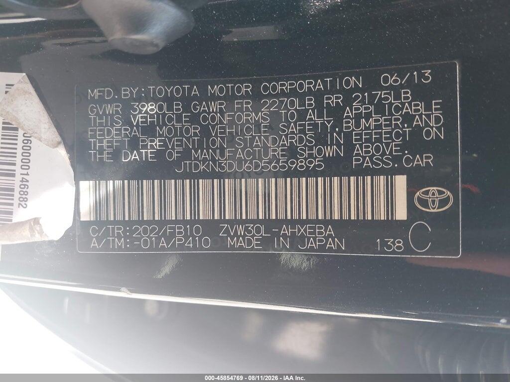 JTDKN3DU6D5659895 2013 TOYOTA PRIUS photo no. 9