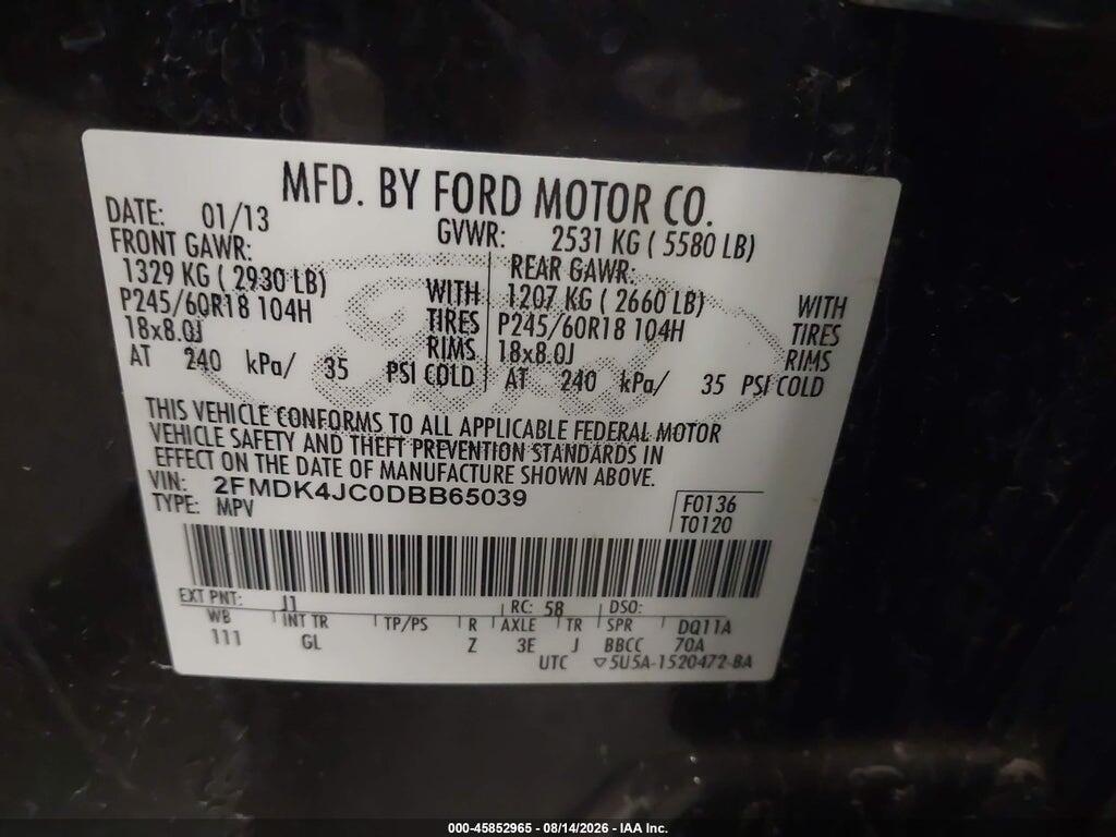 2FMDK4JC0DBB65039 2013 FORD EDGE photo no. 9