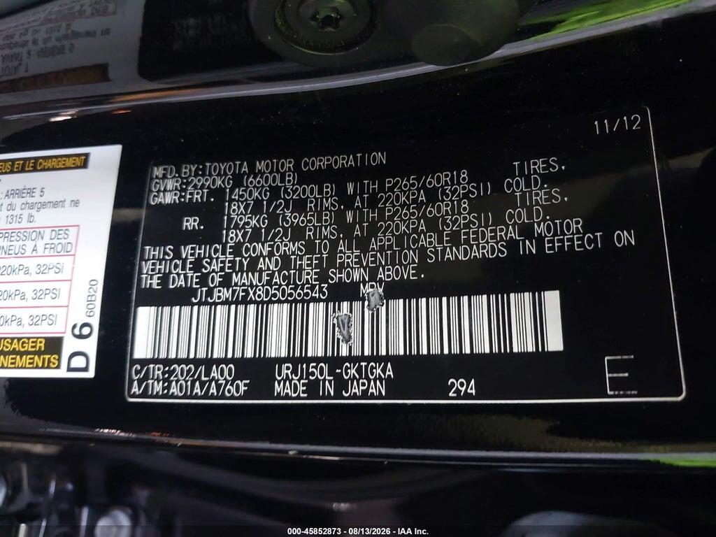 JTJBM7FX8D5056543 2013 LEXUS GX 460 photo no. 9