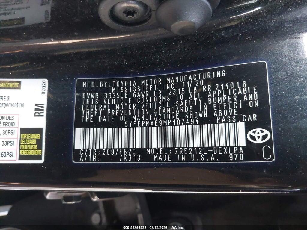 5YFEPMAE9MP187494 2021 TOYOTA COROLLA photo no. 9