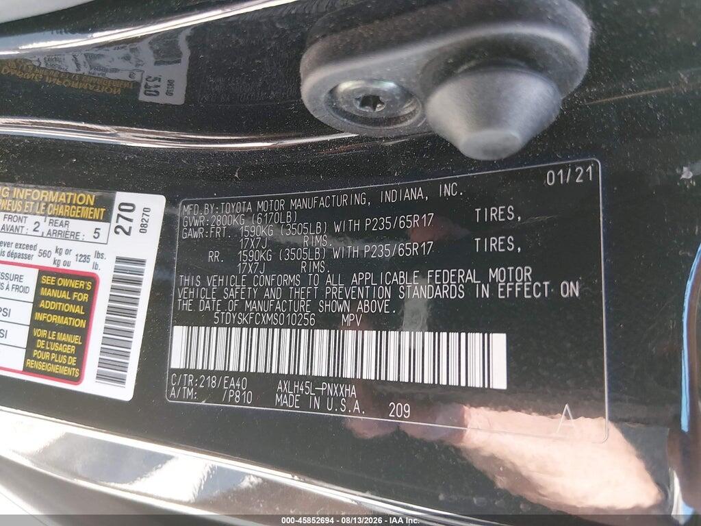 5TDYSKFCXMS010256 2021 TOYOTA SIENNA photo no. 9