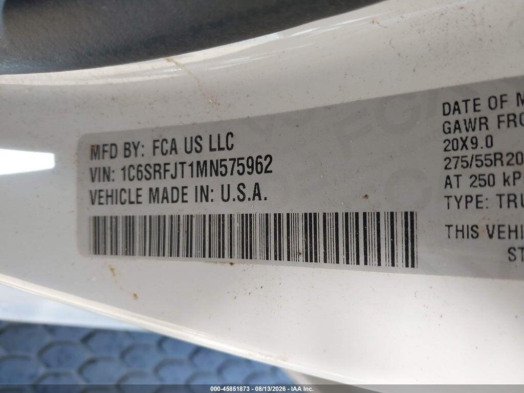 1C6SRFJT1MN575962 2021 RAM 1500 photo no. 9