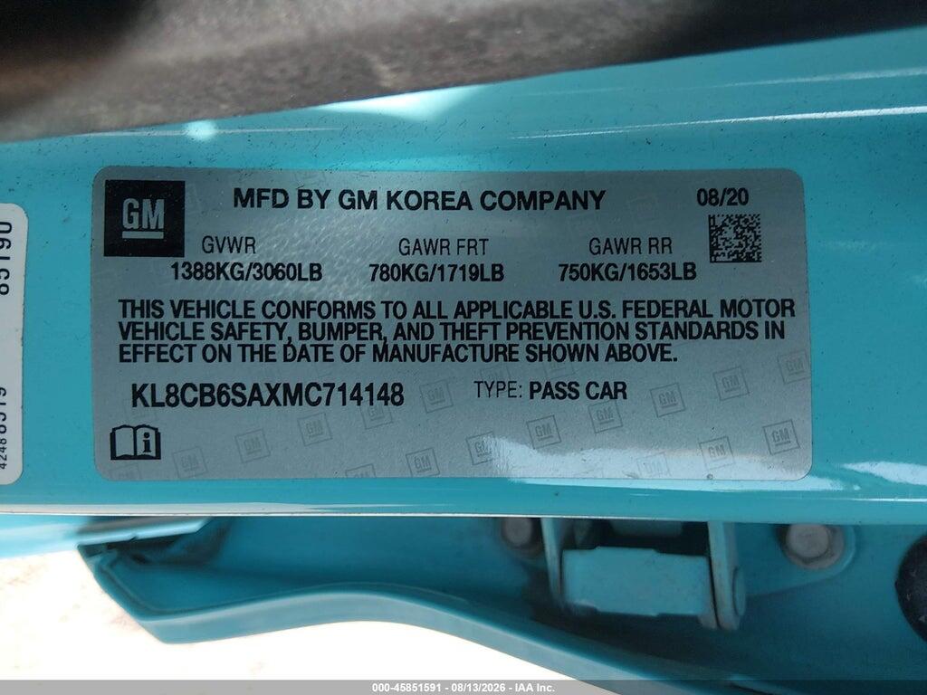 KL8CB6SAXMC714148 2021 CHEVROLET SPARK photo no. 9