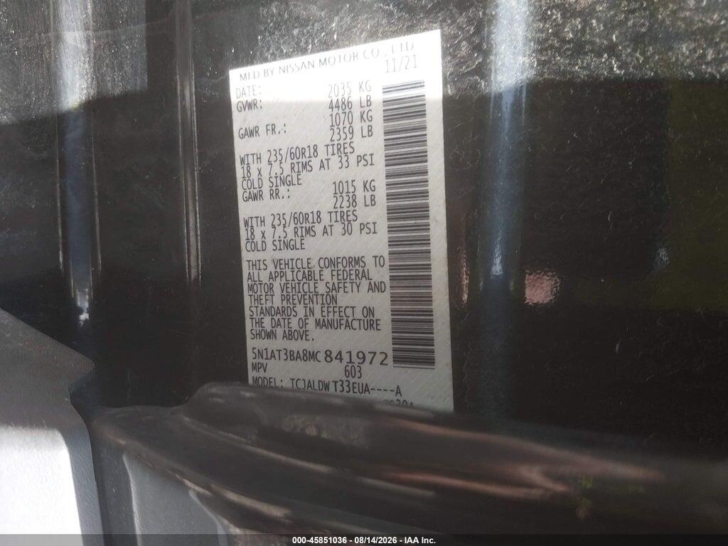 5N1AT3BA8MC841972 2021 NISSAN ROGUE photo no. 9