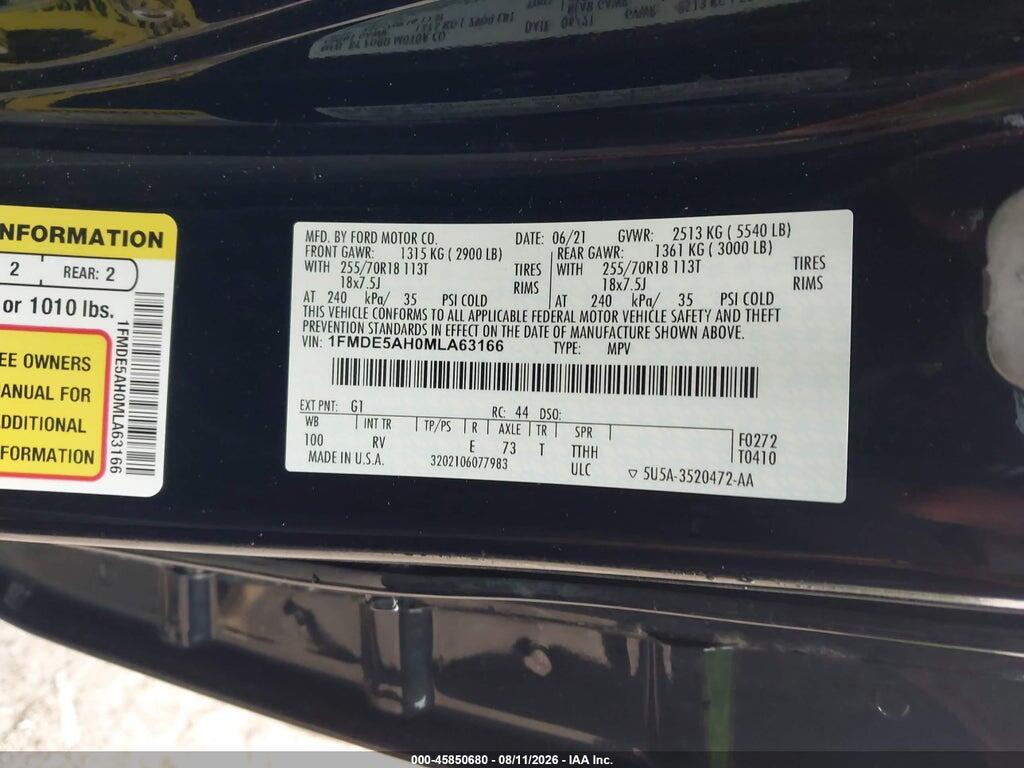 1FMDE5AH0MLA63166 2021 FORD BRONCO photo no. 9