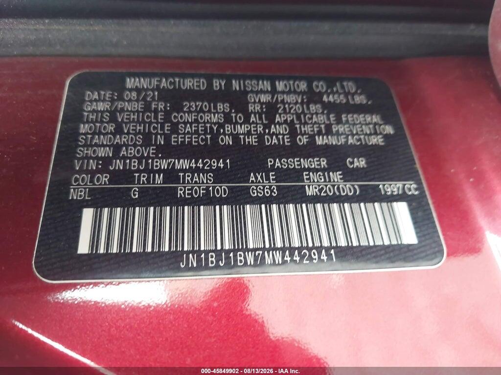 JN1BJ1BW7MW442941 2021 NISSAN ROGUE SPORT photo no. 9