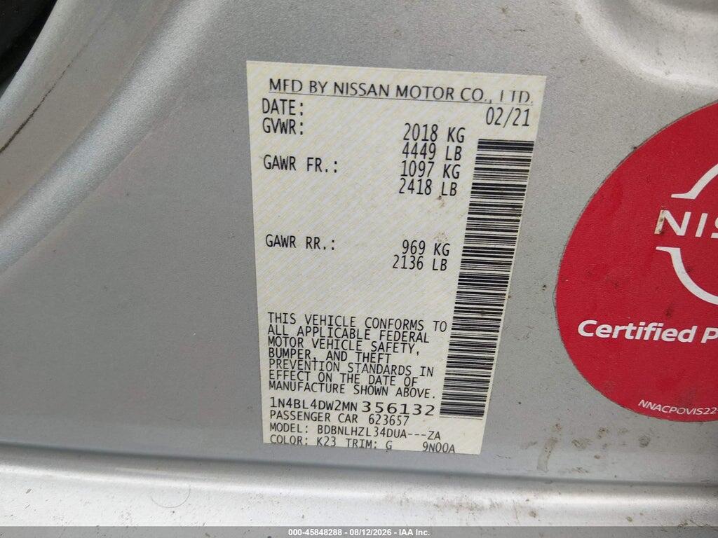 1N4BL4DW2MN356132 2021 NISSAN ALTIMA photo no. 9
