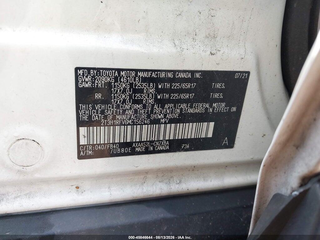 2T3H1RFV6MC156246 2021 TOYOTA RAV4 photo no. 9