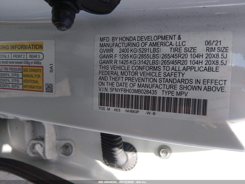 5FNYF8H03MB028435 2021 HONDA PASSPORT photo no. 9