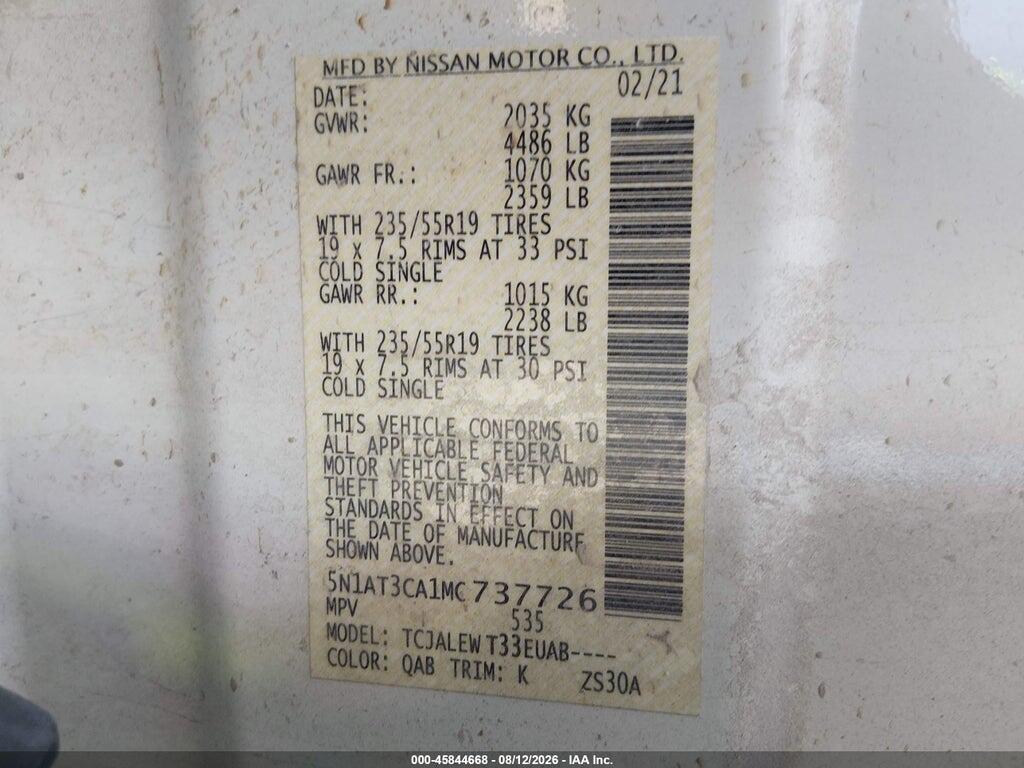 5N1AT3CA1MC737726 2021 NISSAN ROGUE photo no. 9