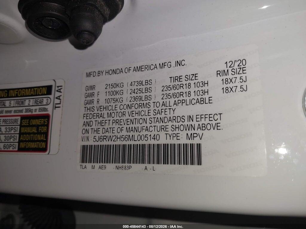5J6RW2H56ML005140 2021 HONDA CR-V photo no. 9